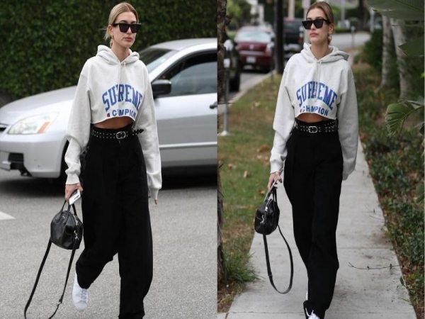 Phối đồ với áo Hoodie Croptop cùng quần Jogger