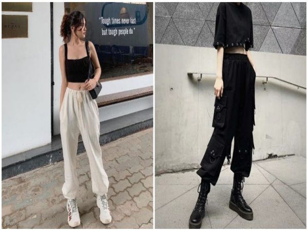 Áo croptop phối với quần jogger