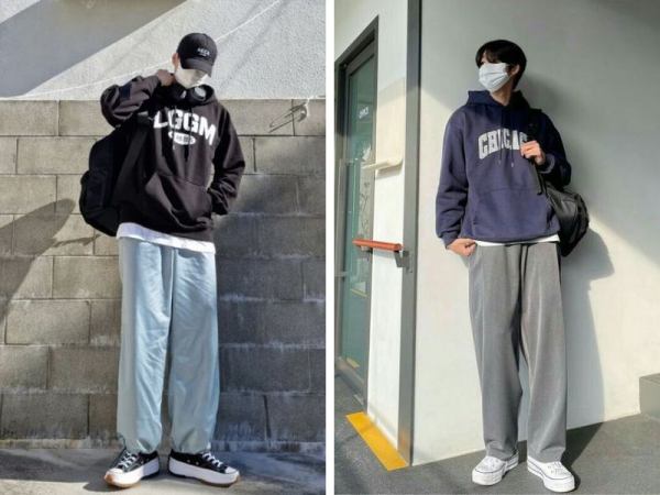 Áo hoodie và quần ống rộng