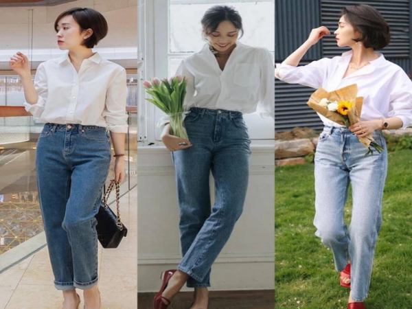 Phối đồ theo style quần jean áo sơ mi trắng nữ